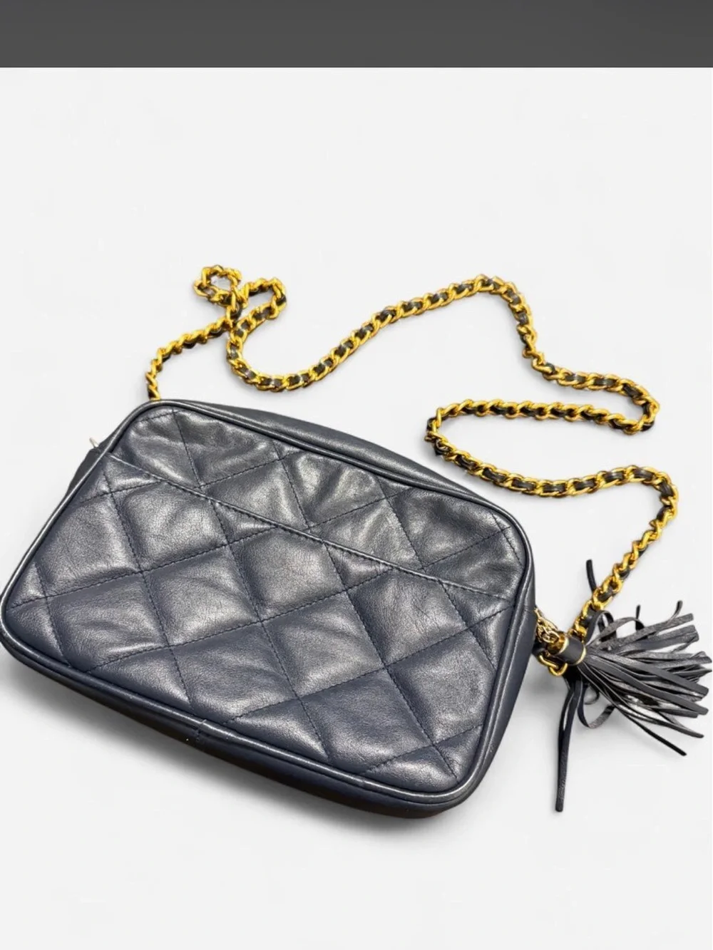 Quilted Leather Crossbody Bag with Gold Chain